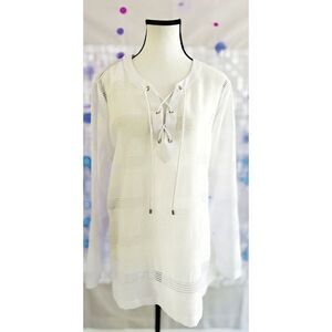 NWT NIC+ZOE Shadow Stripe Top in "Paper White." Size L.